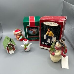 Christmas ornament lot of 6 Hallmark Star Trek Bear Mouse Snowman